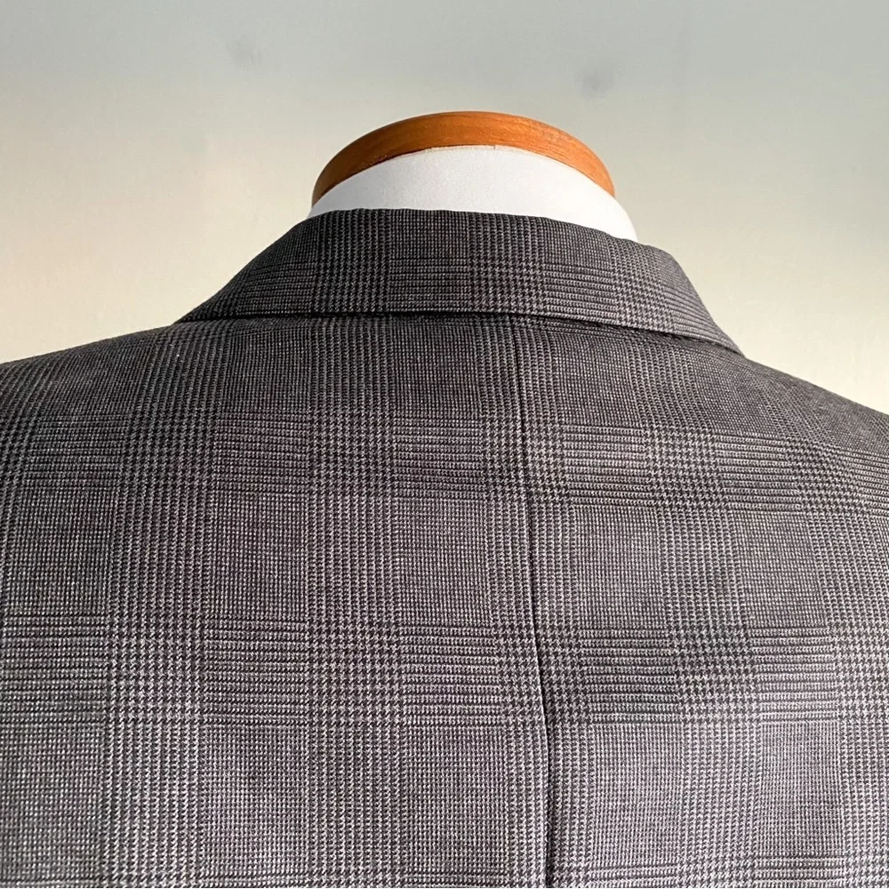 Canali Wool Gray Double Breasted Houndstooth Check Blazer Tuxedo Sport Coat 52S